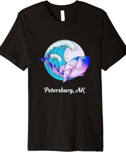 Petersburg AK Japanese Paint Geometric Orca Killer Whale Premium T-Shirt