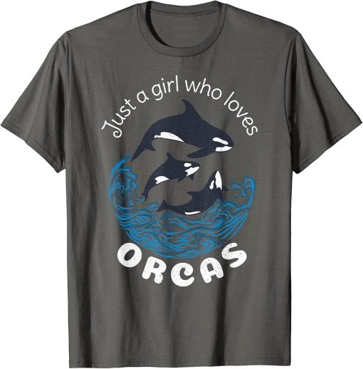 Just a Girl Who Loves Orcas Retro – Vintage Killer Whale T-Shirt